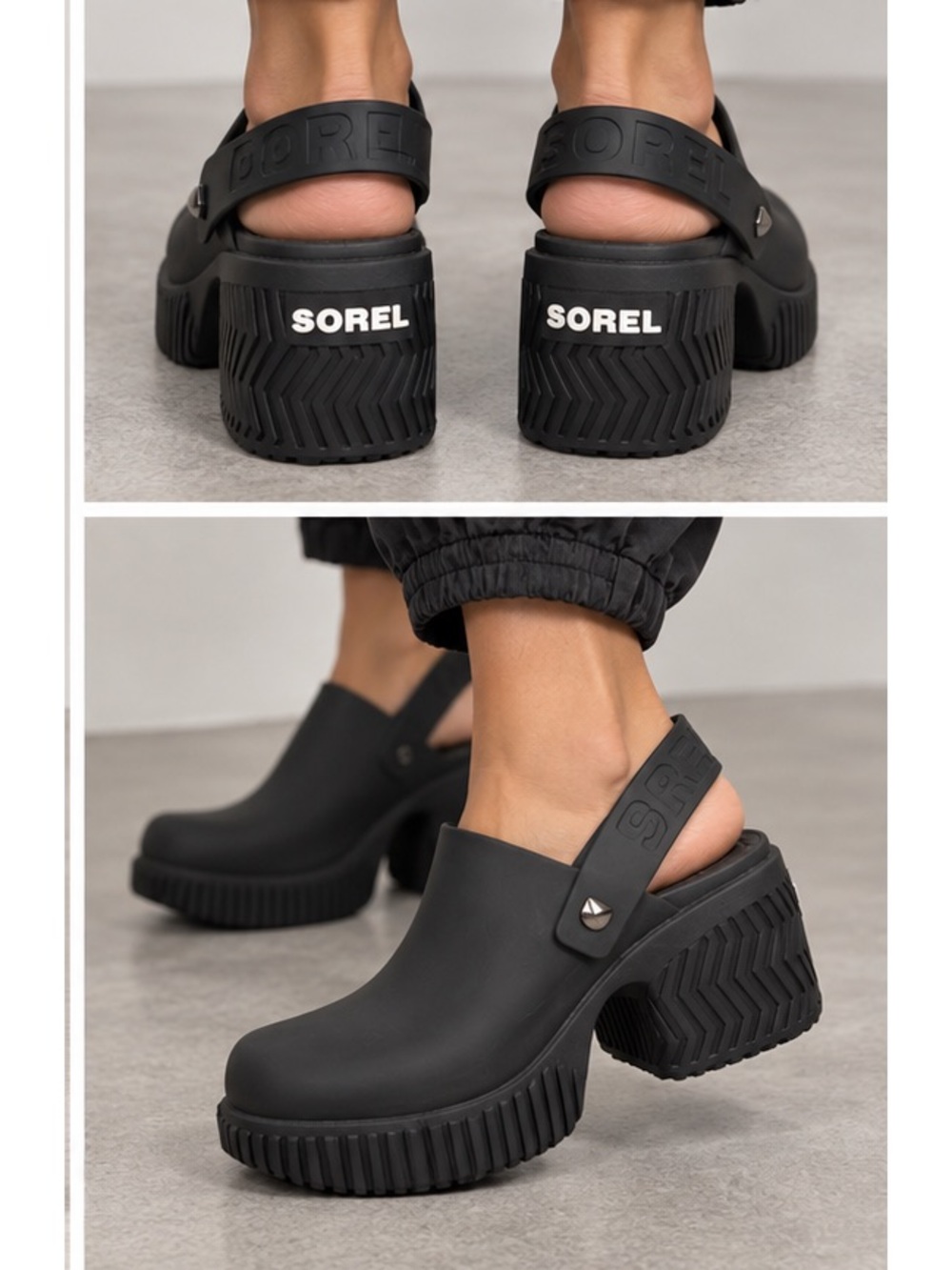 Sorel One Black Y2K Whimsical Gorpcore Slingback Clog Chunky Platforms Size 8